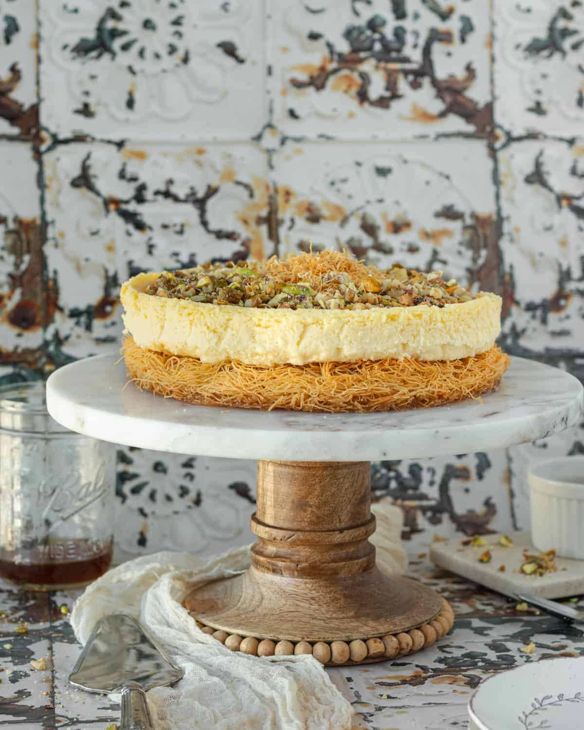 Kataifi Cheesecake with Walnuts and Pistachios - siftnwhisk
